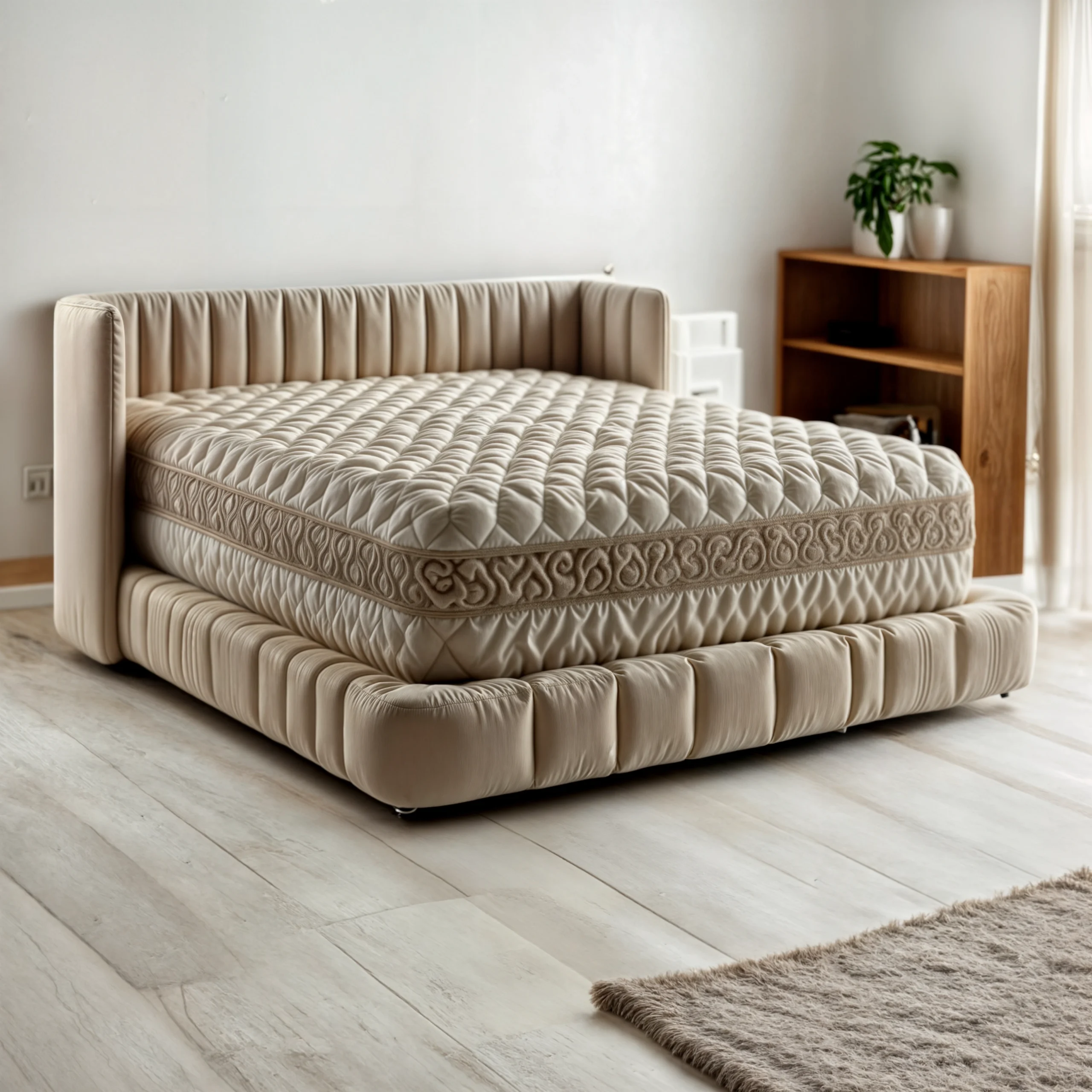 Oberen Helles Schlafzimmer mit Boxsrpingbett