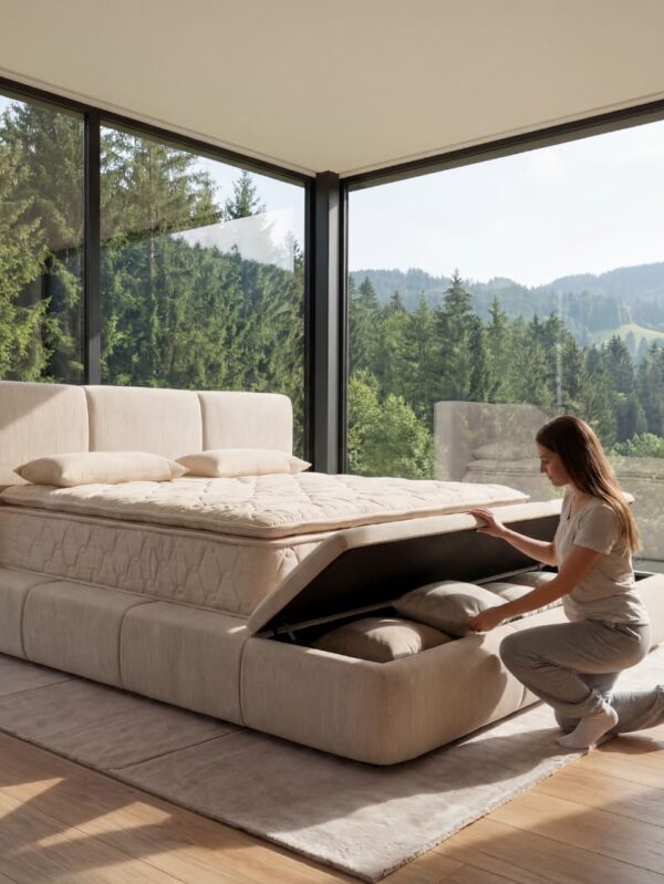 Urs 180x200 Beige + Entsorgung + Gratis 2x Kissen & 1x Topper